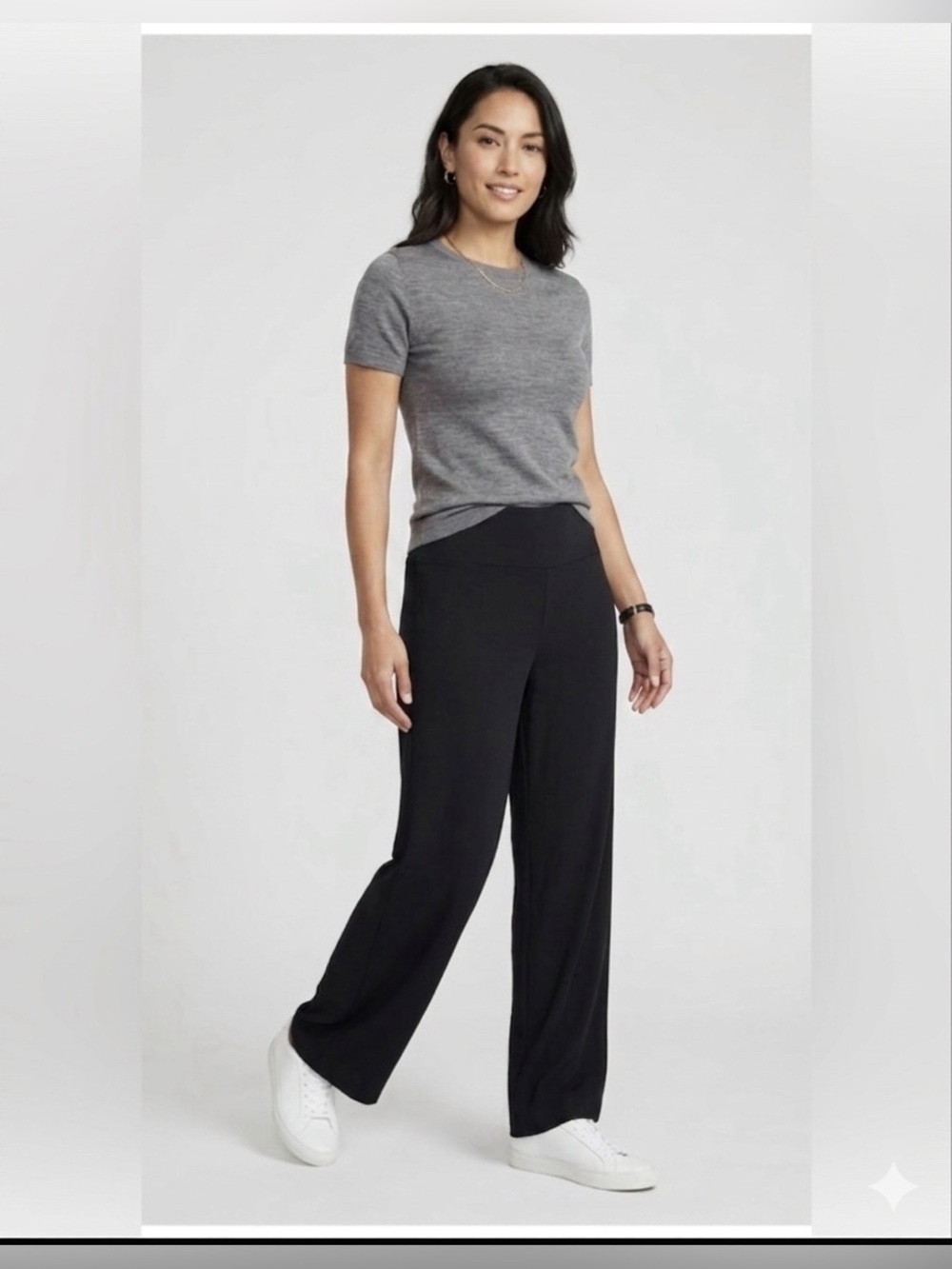 Eileen Fisher Black Stretch Crepe Straight Wide Leg Pants Size 3X